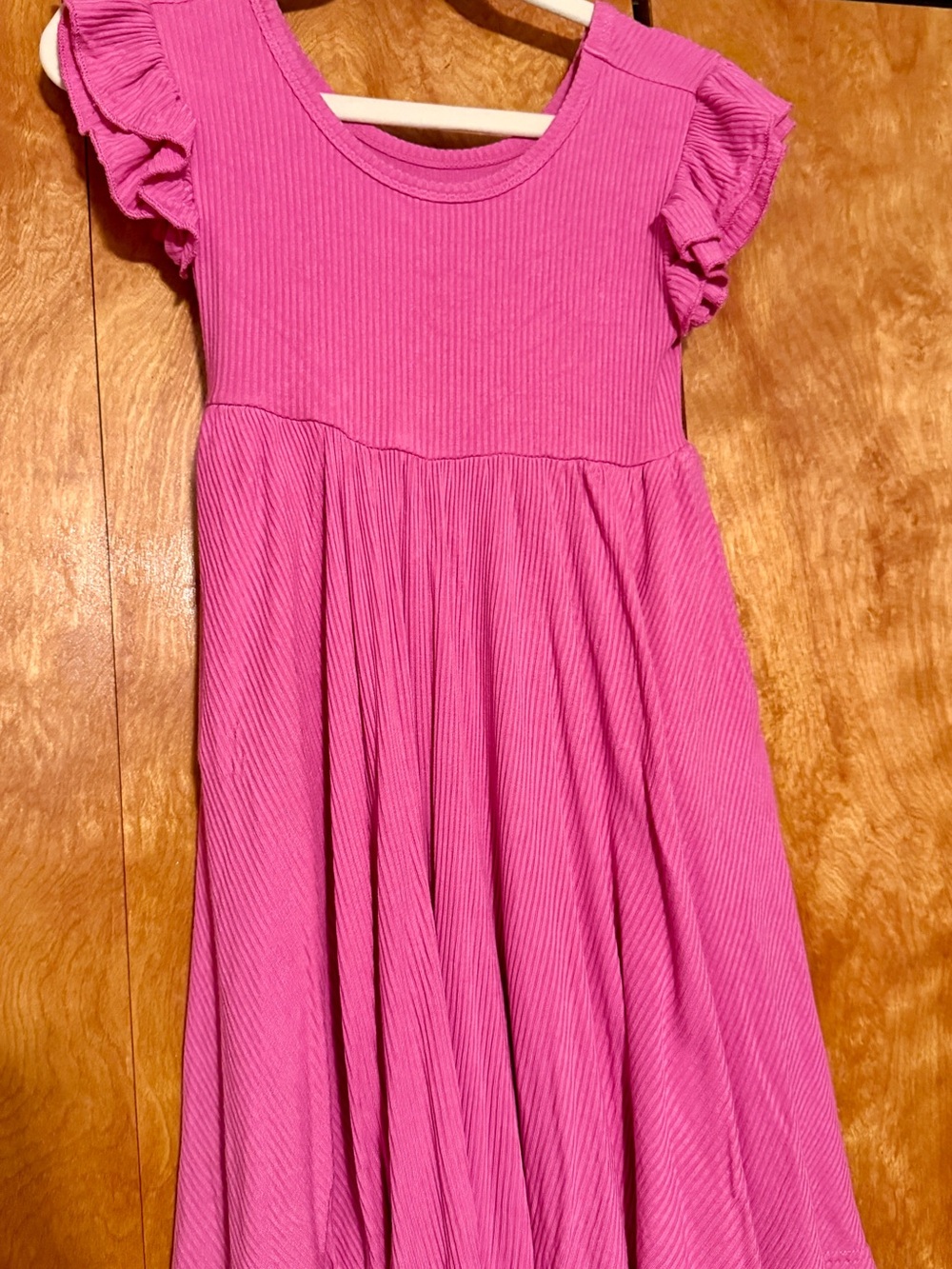Little Sleepies Bright Pink Ruffle Sleeve Knit Dress